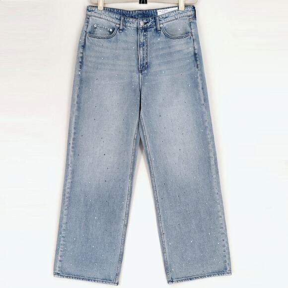 Rag & Bone Women Light Blue Misty With Jewel Logan Casual Wide Leg Jeans Size 31 - Picture 6 of 10